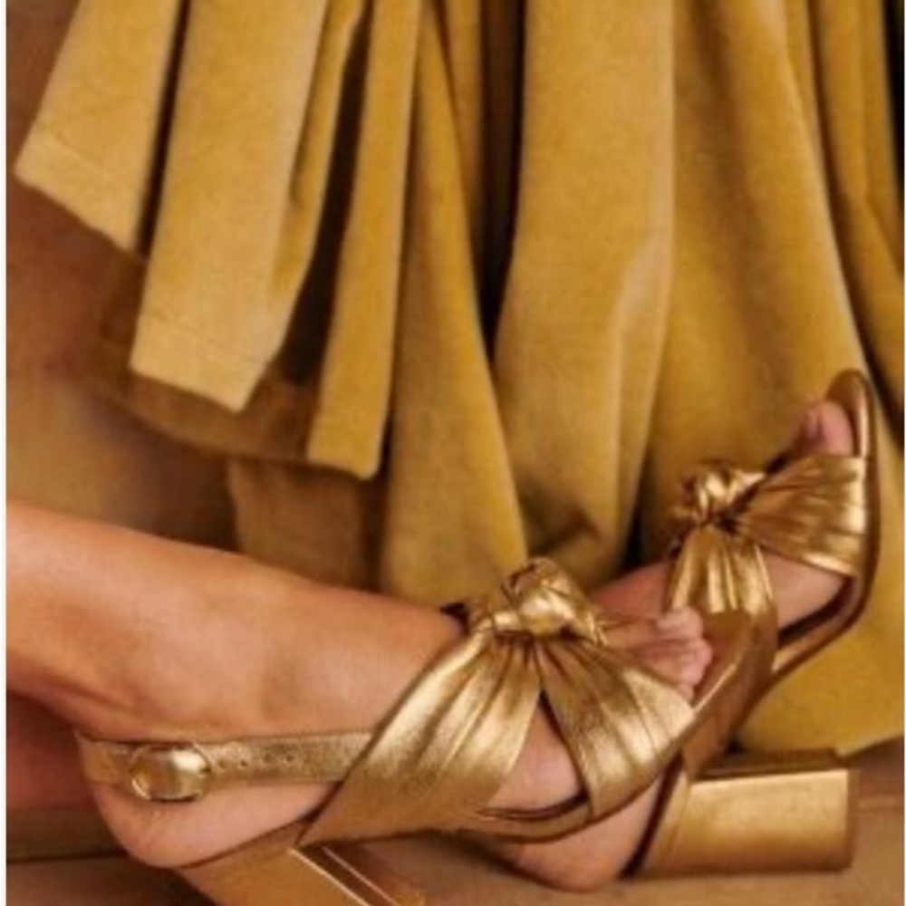 Sezane High Romie Sandals Doré - Size 40